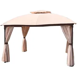 DELUKE Pavillon HAMM Stahl Beige Polyester Gartenpavillon Gartenlaube für Garten/Terrassen