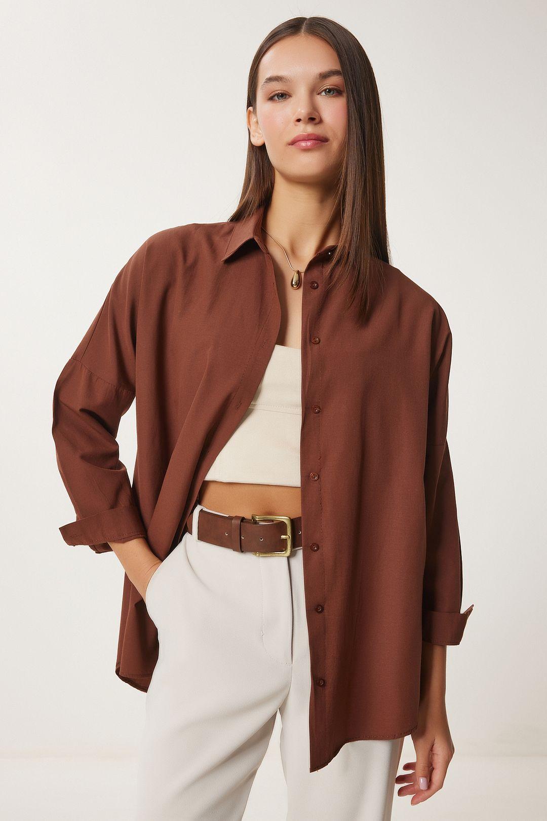 Overmaatse Poplin Overhemd met Lange Mouwen