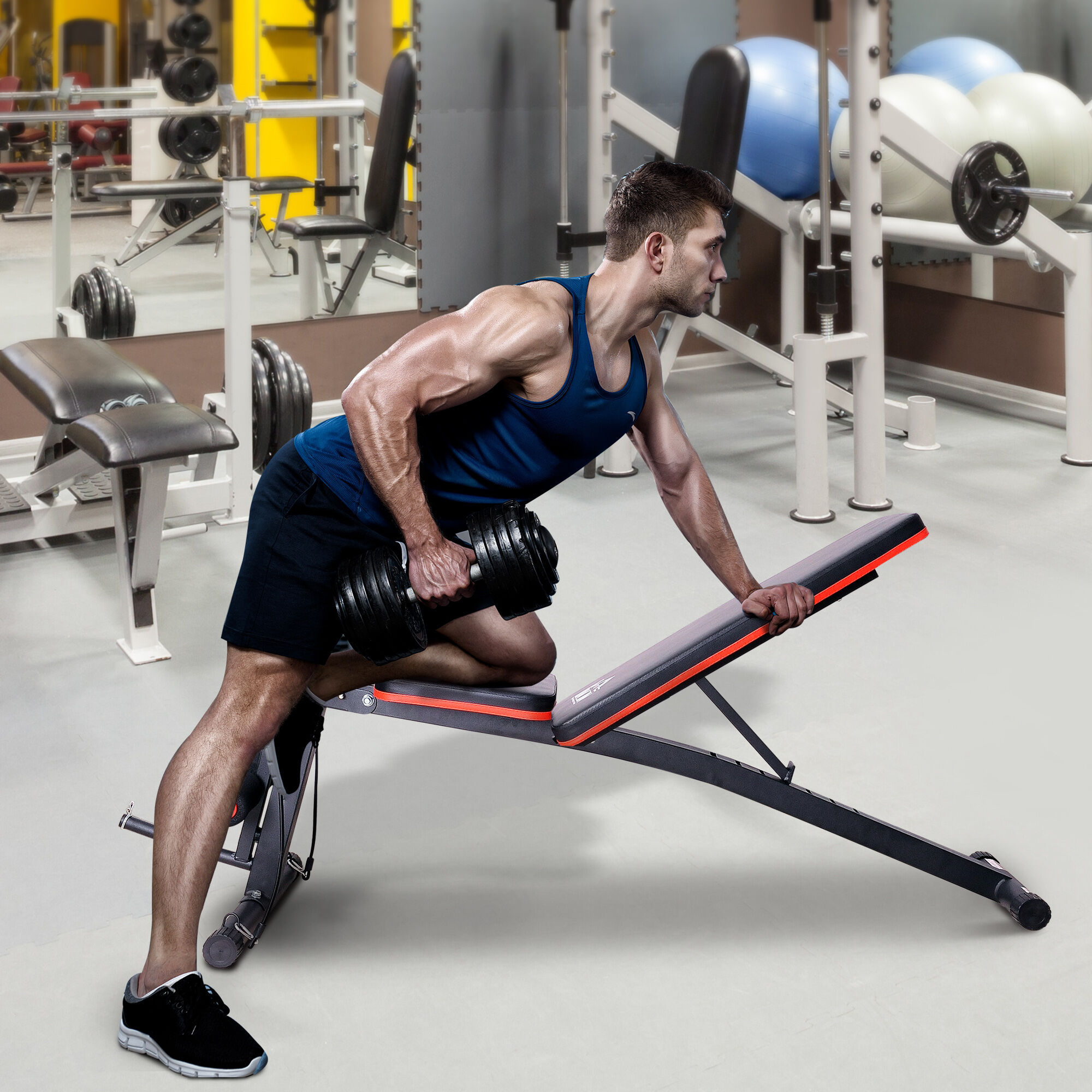 Altro Panca Multifunzione Regolabile Per Addominali, Panca Pesi Palestra Per Allenamento Braccia E Gambe 54x160x106cm, Nero E Rosso
