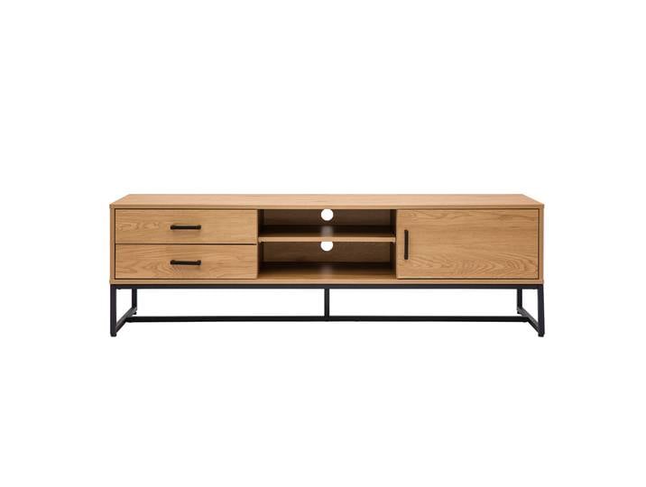 Meuble TV finition bois clair chêne et métal noir L160 cm LOVATO