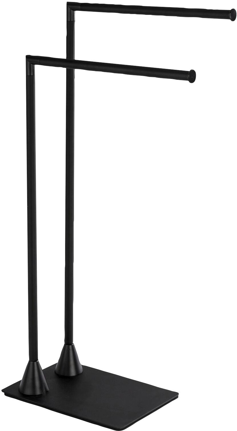 Handtuchständer WENKO "Hella", schwarz, B:43,5cm H:78,5cm T:20cm, Stahl, Handtuchhalter, Handtuchständer, aus Stahl mit 2 Stangen, für Handtücher und Kleidung