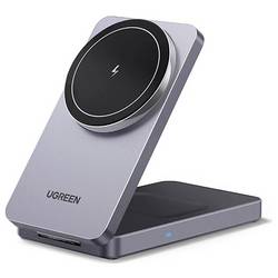 UGREEN Induktions-Ladegerät 7.5 W W528 Magnetic Charger 2-in-1 45056 Ausgänge Induktionslade-Standard Grau