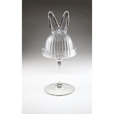 Dekofigur AM DESIGN "Glas Etagere mit Hasenmotiv", transparent, B:12cm H:28,5cm T:12cm, Glas, Dekofiguren, mit Glashaube auf Fuß, bestehend aus 2 Teilen