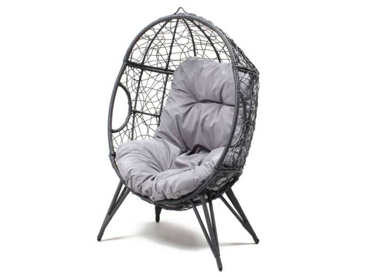 JANE - Fauteuil œuf sur pied en rotin gris