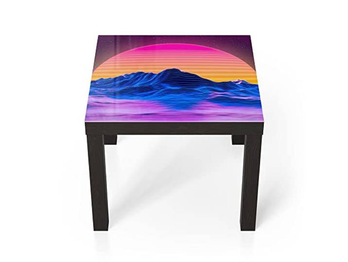 DEQORI Glastisch schwarz klein 55x55 cm Motiv Vaporwave digitale Kunst ausgefallener Beistelltisch aus Glas Hochglanz Couchtisch fürs Wohnzimmer moderner Couch Tisch mit Design
