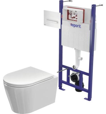 Jungborn Wand-WC Set SIX Tiefspüler spülrandlos weiß glänzend Nano-Effekt (schmutzabweisend) mit WC-Sitz (Absenkautomati
