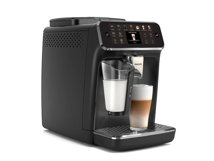 PHILIPS Kaffeevollautomat EP4441/50 4400 Series, 12 Kaffeespezialitäten (heiß oder eisgekühlt) , schwarz, B:24,6cm H:37,1cm T:43,3cm, Kaffeevollautomaten, LatteGo-Milchsystem, SilentBrew Technologie, Kaffeevollautomat