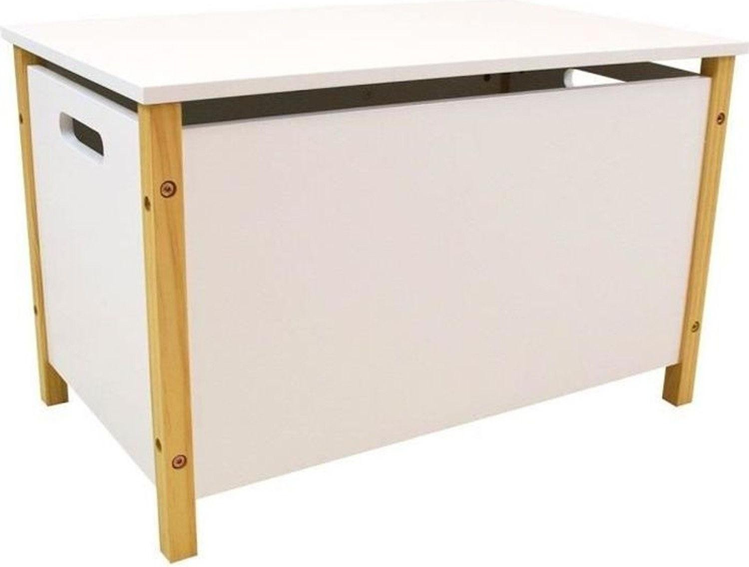 SCANDIWOOD houten speelgoedkist FUN HOUSE - Wit en beige - Voor kinderen vanaf 36 maanden