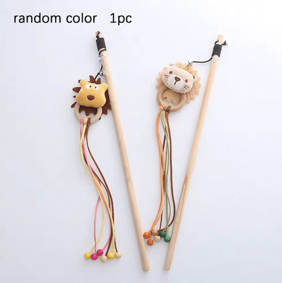 Inspire Curations JinglePounce Interactive Cat Wand Toy With Bells & Cartoon Charms random Color