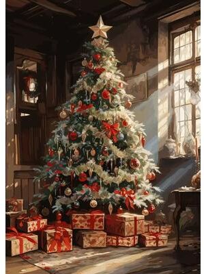 Uplifted Finds Classic Traditional Christmas Wall Art   Santa Claus & Tree Gift Poster Canvas Painting 8 30 X 40 Cm