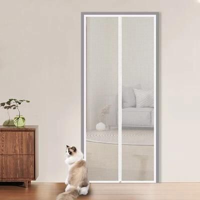Uplift Picks Washable U Shaped Zipper Mosquito Screen Door Curtain For Pet Protection white Zipper w80cm X H200cm