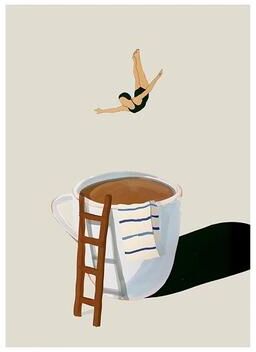 Uplift Picks Coffee Diver Canvas Wall Art Modern Coffee Wall Art For Kitchen Decor 24 50x70 Cm unframed