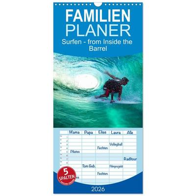 Familienplaner 2026 - Surfen - from Inside the Barrel mit 5 Spalten (Wandkalender, 21 x 45 cm) CALVENDO