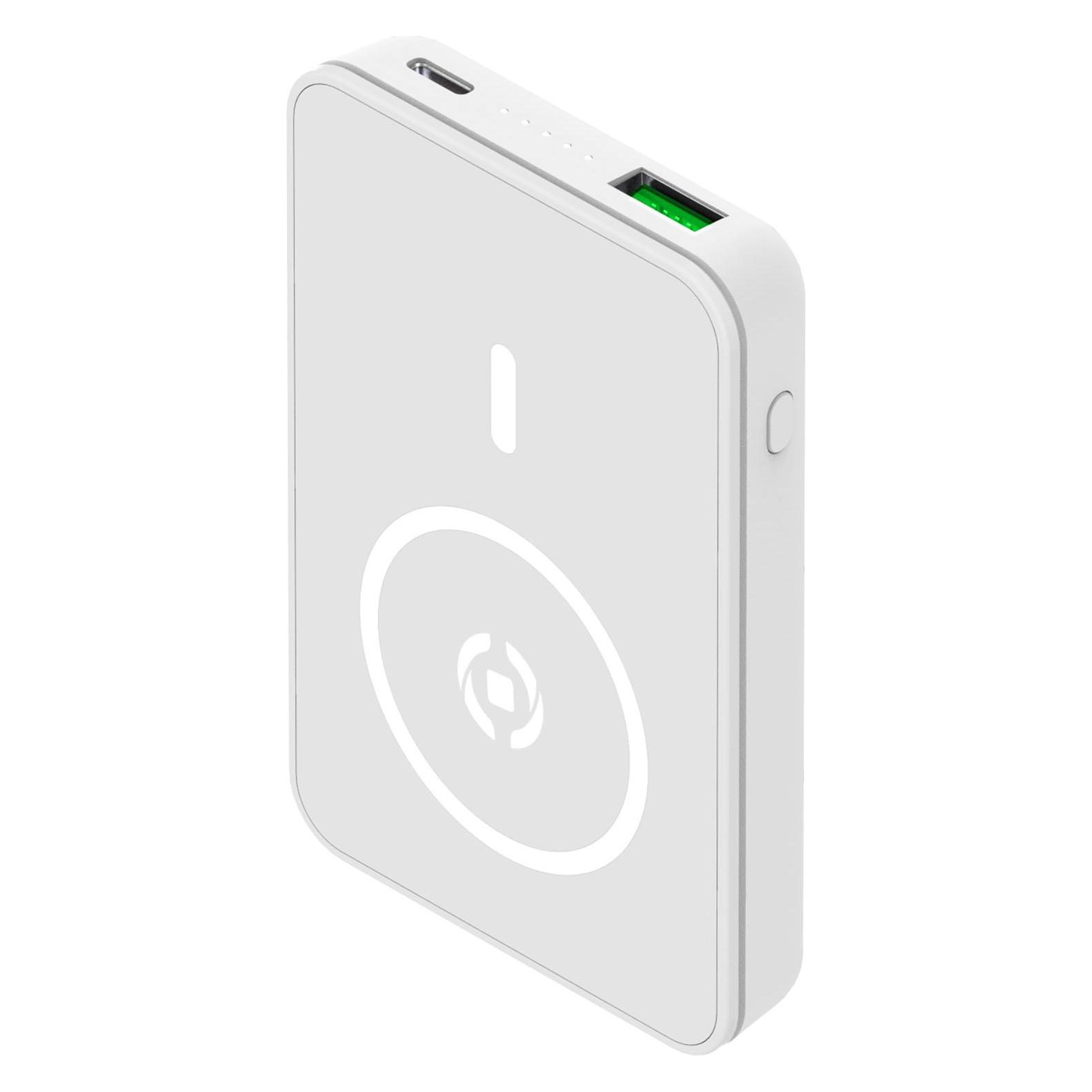 Celly MAGPB5000 Tragbarer Akku 5000 mAh Kabellose Ladung Weiss (5000 mAh, 10 W) (MAGPB5000WH)