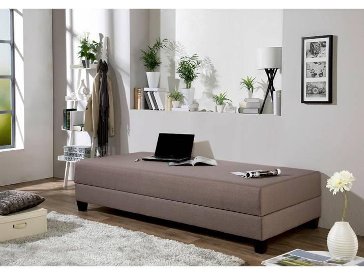 Gästebett MAINTAL, grau (taupe, schwarz), Struktur Holzwerkstoff, Liegefläche B/L: 90cm x 200cm, Bonnell-Federkernmatratze, Faltbetten, Gästebett, mit Bettkasten