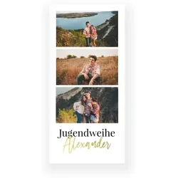 Dankeskarte Jugendweihe: Goldmomente mit Fotos in Weiß
