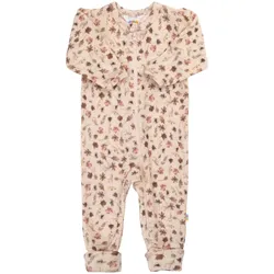 Joha Woll-Overall mit Klappfuß Blumen, rosa | mehrfarbig, 68