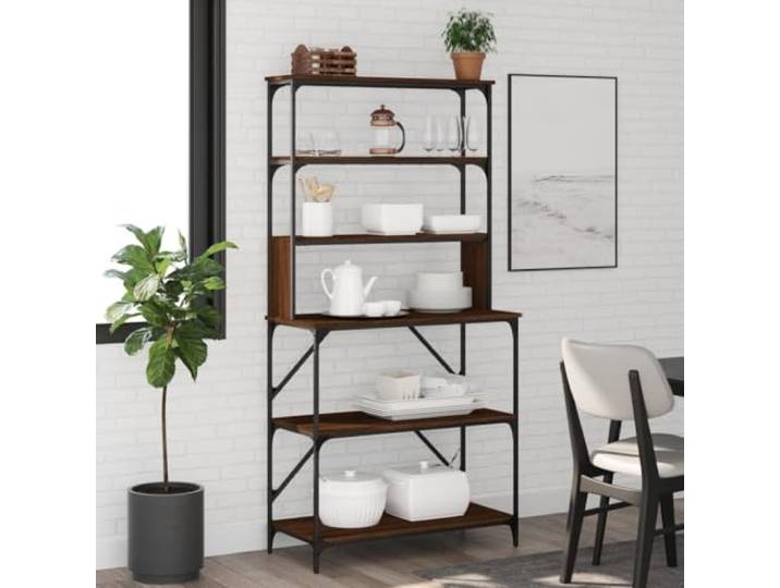 LPERTGFHU Bäckerregal 6 Fächer 90x40x180 cm, Küchenregal Braun Stabiler Metallrahmen, Verstellbare Füße, Vielseitiger Stauraum