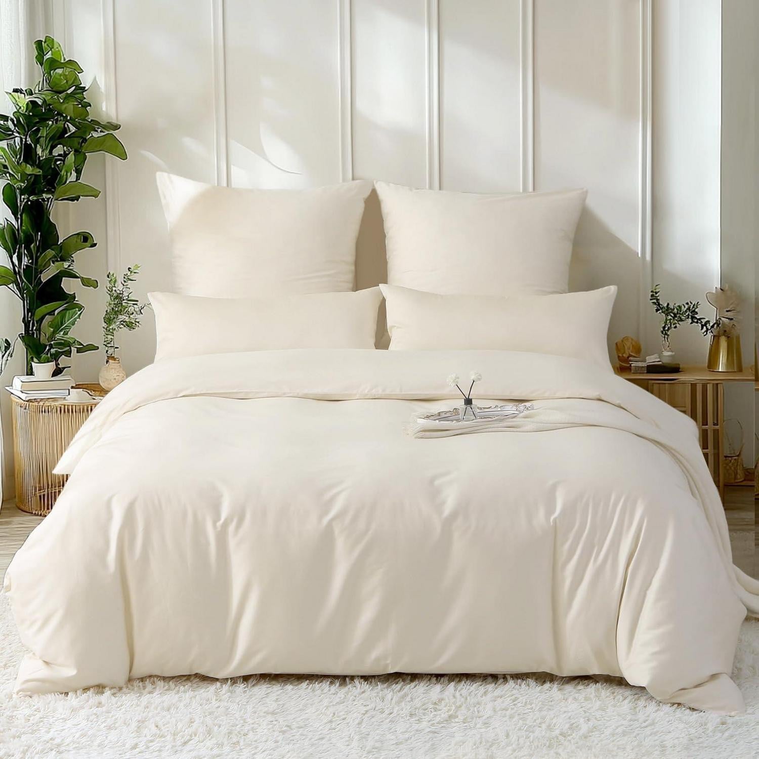 SOULFUL Beddengoedset Satijn Katoen Beige 3-delig 200 x 200 cm