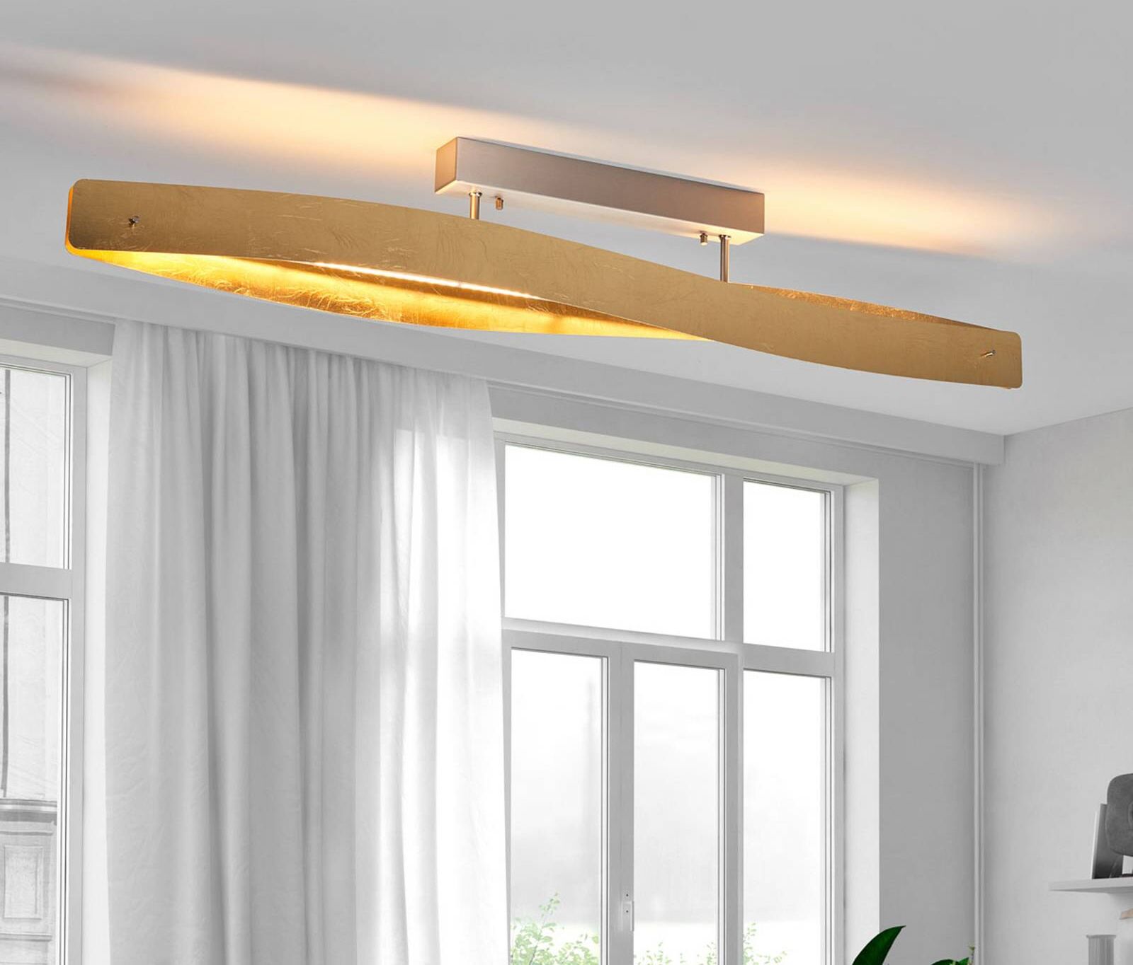 LED Deckenlampe Lian Quitani, dimmbar, messing / gold, für Wohn- / Esszimmer, Aluminium, Modern, LED Deckenleuchte