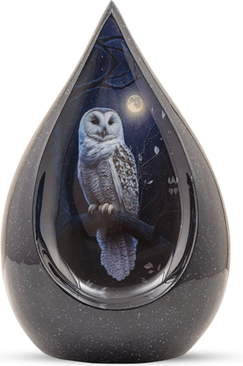 Hemelwinkel Unieke As Urn Teardrop met Uil Decoratie - 3 Liter - Voor Huisdieren of Menselijk As