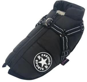 Multisell Products Hub Waterproof Big Dog Coat, Large Pet Dog Jacket With Harness, Winter Warm Clothes For Labrador & French Bulldog black s