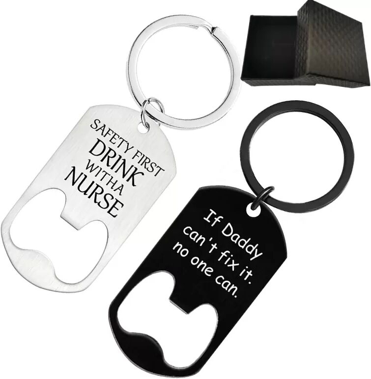 INF Porte-clés / décapsuleur pour cadeau fête des pères lot de 2