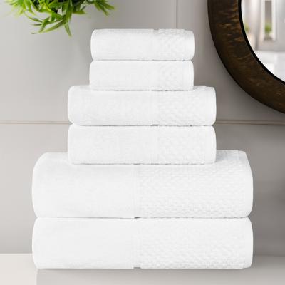 Superior Modern Cotton 6 Piece Bathroom Towel Set - Jacquard Solid & Abstract Patterned Mix