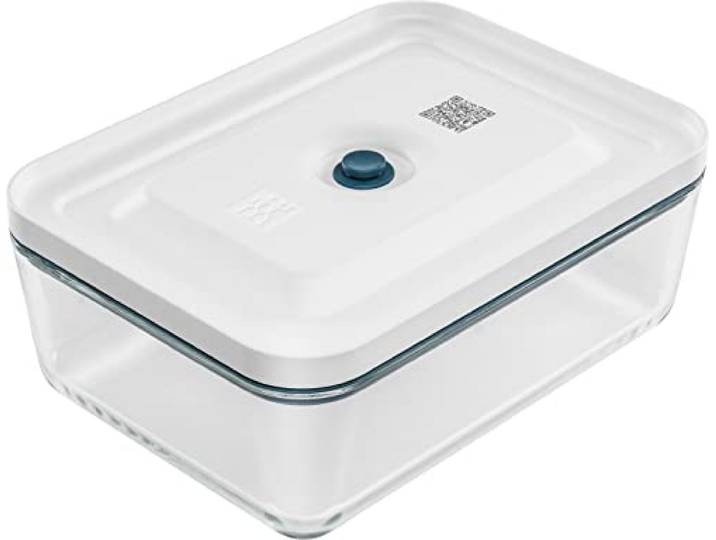 ZWILLING FRESH & SAVE Boîte sous Vide pour Réfrigérateur\, Verre\, Bleu Compatible congélateur et lave-vaisselle\, pour conserver les aliments sous vide