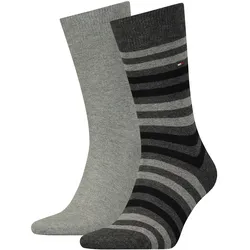 TOMMY HILFIGER Herren Socken, Vorteilspack - Duo Stripe Sock, Strümpfe Grau / 43-46 / 2er Pack (1x2P)