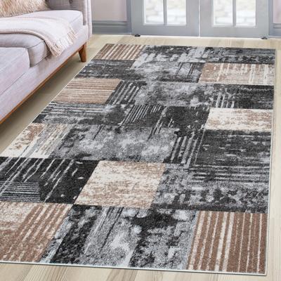 Teppich OTTO HOME "Lunari, Vintage-Karo Design" Gr. 2, grau, B:80cm H:9mm L:150cm, Kunstfaser, Teppiche, Teppich, modern, weiche Haptik, Wohnzimmer, Esszimmer, Schlafzimmer