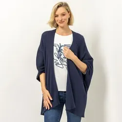 VIA MILANO Strick-Cape offene Front weite Form gerippt