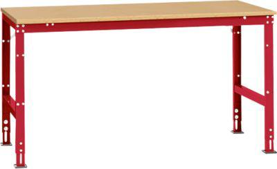 Manuflex Arbeitstisch UNIVERSAL Standard, 1750 x 1000 mm, Multiplex natur, rubinrot