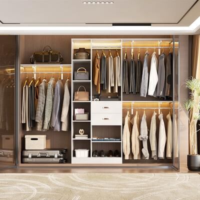 Rackcog 31.5'' to 96'' W Closet Organizer System with Drawers and Tower Shelves for Reach-in and Walk-in Closet