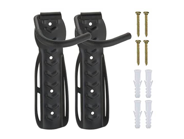 Relaxdays Support vélo Mural en Lot de 2\, Charge maximale : 25 kg\, Suspension Verticale\, métal (Acier)\, Noir