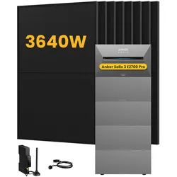 Anker SOLIX Solarbank 3 E2700 Pro Solaranlage, mit 8 x 455W Bifazialen Solarmodulen, by Powerness - 13.5kWh / 1 x Smart Meter / Selbstabholung