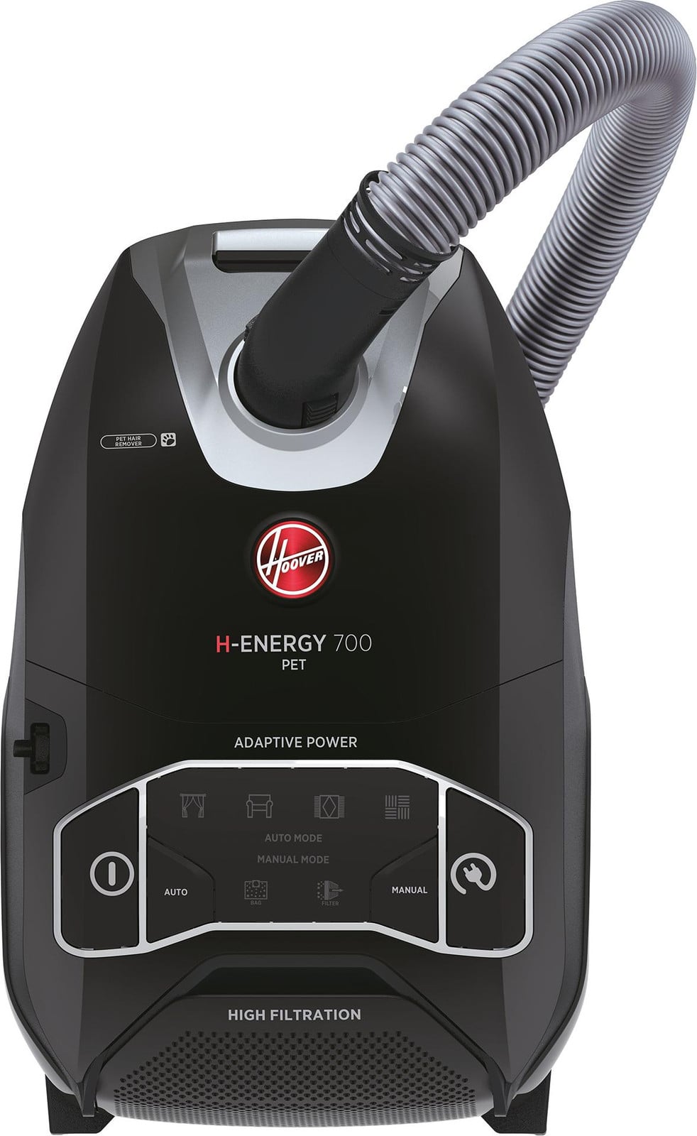 Hoover HE720PET 011 stofzuiger met zak, 5 liter, mini-turboborstel voor huisdieren en LED-display