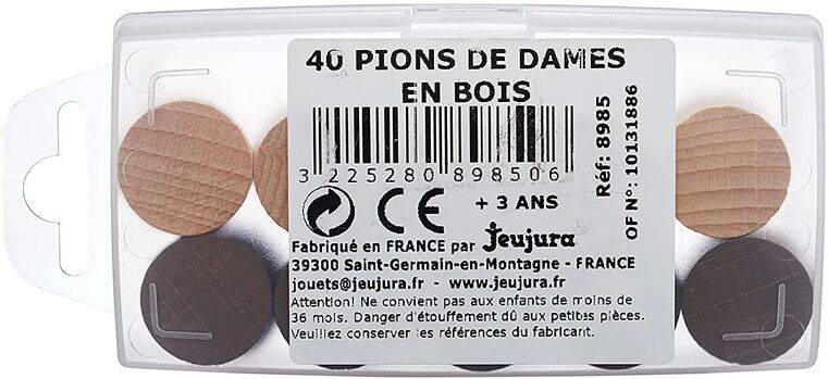 Boite Pions Dames en Bois - JeuJura