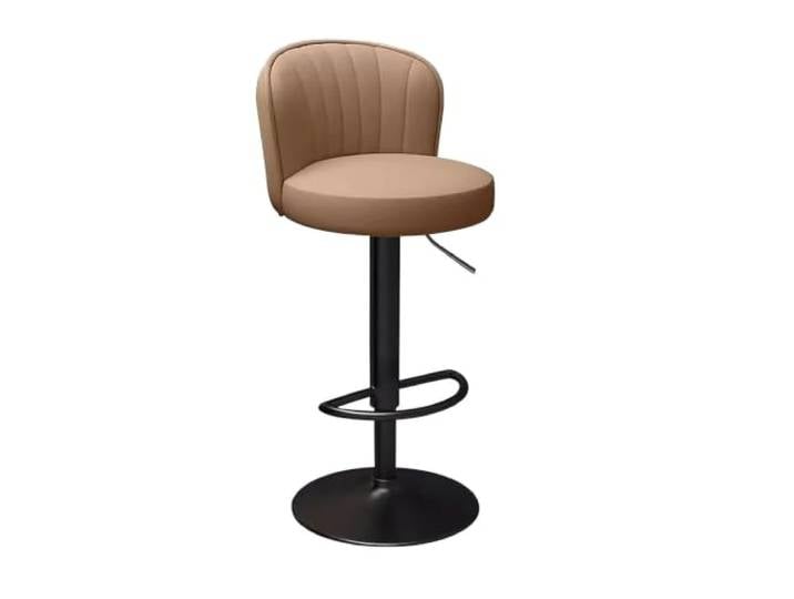 LANCOURT Barhocker, Drehbare Barhocker mit Lehne, höhenverstellbar, modern Leder, gepolstert, Frühstücks-Barstuhl in schwarzem Metallrahmen, für Küche, Insel, Zuhause, Bar, Essen(Brown)