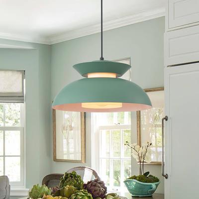Zicbol 1-Light Modern Green Bowl Dome Pendant Light - 13.78