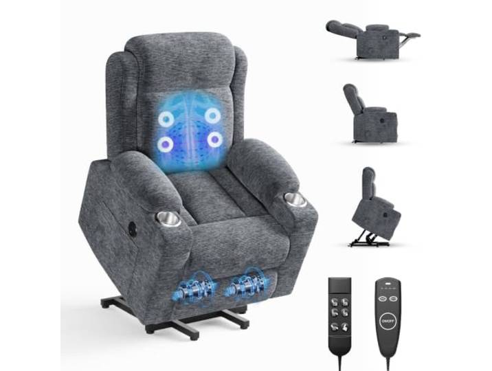 JUMMICO 2 Motoren Relaxsessel mit Liegefunktion Fernsehsessel Elektrisch Verstellbarer Einzelliegesessel Tv Sessel Seniorensessel mit Aufstehhilfe, Massagesessel mit Rollenmassage