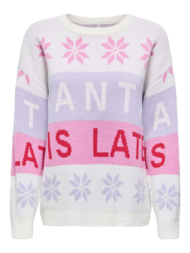 ONLY Pullover in Weiß/ Flieder/ Pink - M