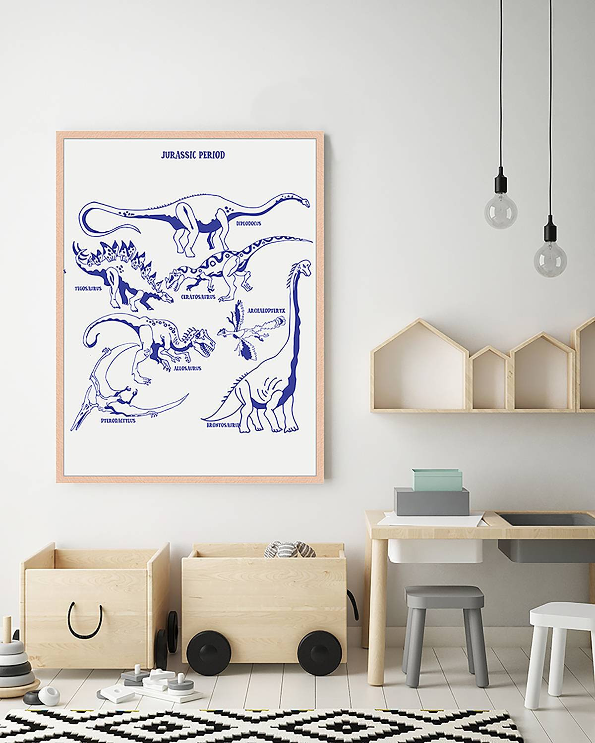 home24 Jurassic Period wanddecoratie poster, meerdere kleuren, 63 x 83 cm
