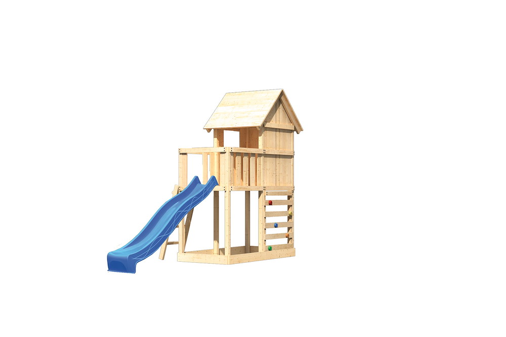KARIBUHOLZT Akubi Stelzenhaus Frieda natur Rut. blau+Kletterwand 16938207