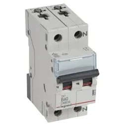 Legrand 403376 TX3 Leitungsschutzschalter B-Charakteristik, 40A, 1-polig+N, 6kA, 230VAC, 2TE