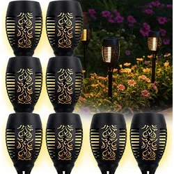 Casativo, Gartenbeleuchtung, 8er-Set LED-Solar-Gartenfackeln mit Flammen-Effekt, Akku, H 78 cm (IP44)