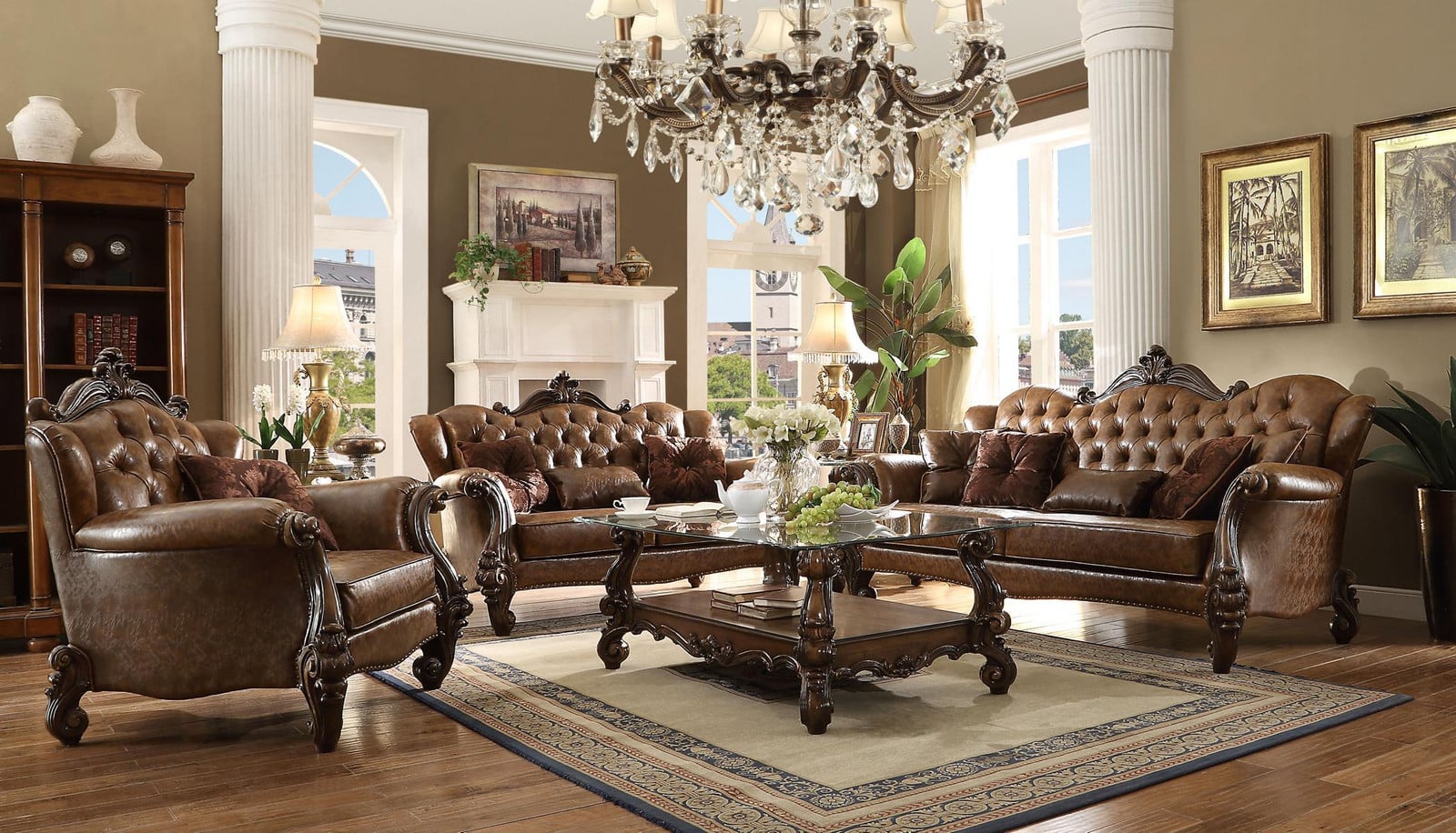 Chesterfield lederen zithoekset 3+2+1 voor volwassenen