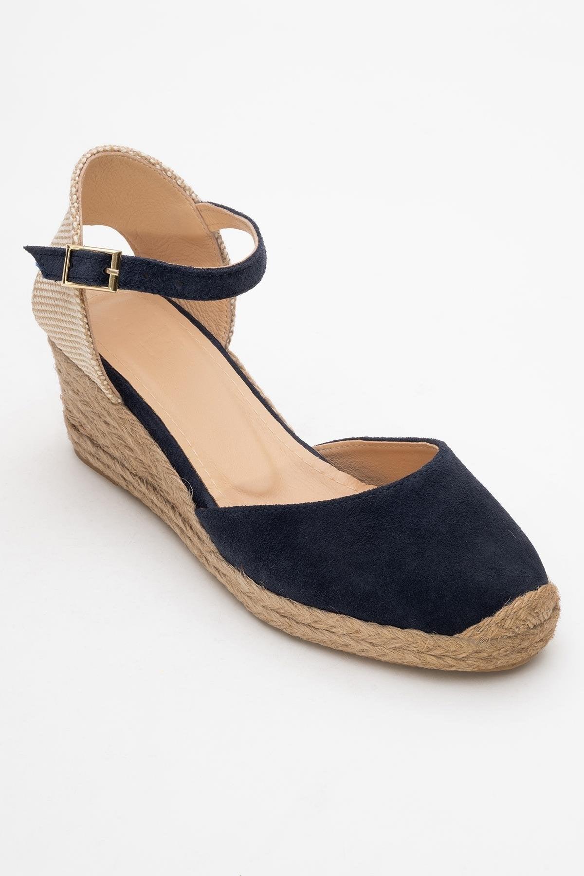 Forever & Always Aldea Leder-Plateauespadrille - Marineblau