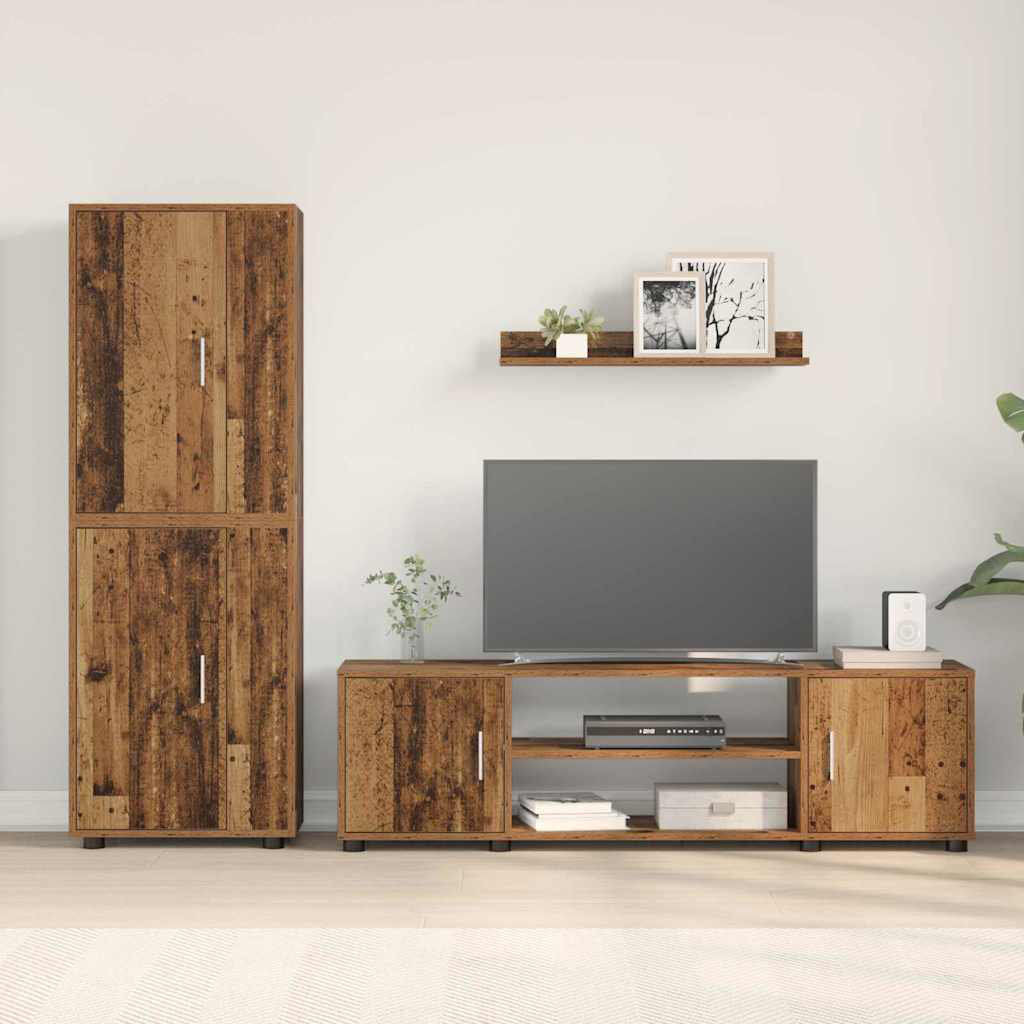 Latitude Run 4 Piece TV Cabinet Set 4 Pcs Engineered Wood Old Wood 88"