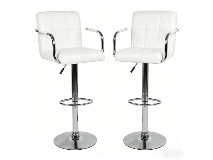 SUPFINE Lot de 2 Tabourets de Bar Moderne Chaises de Cuisine avec Repose-Pieds Dossier Accoudoirs pour Cuisine Comptoir Bar